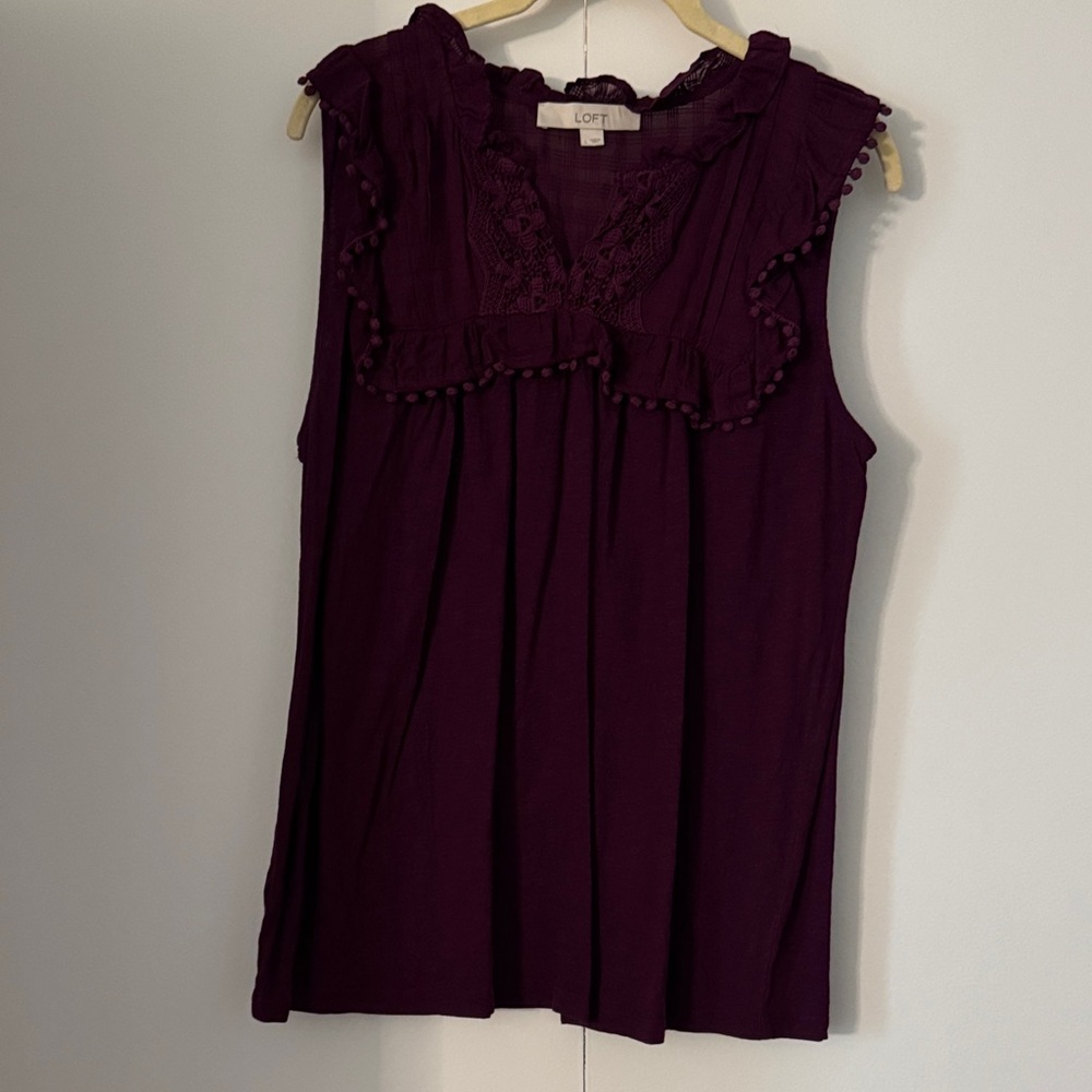 LOFT Deep Purple Ruffled Blouse